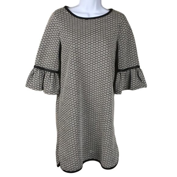 Max Studio Dress Double Knit Jacquard Print Dress Career Work Women Black White - Picture 1 of 12